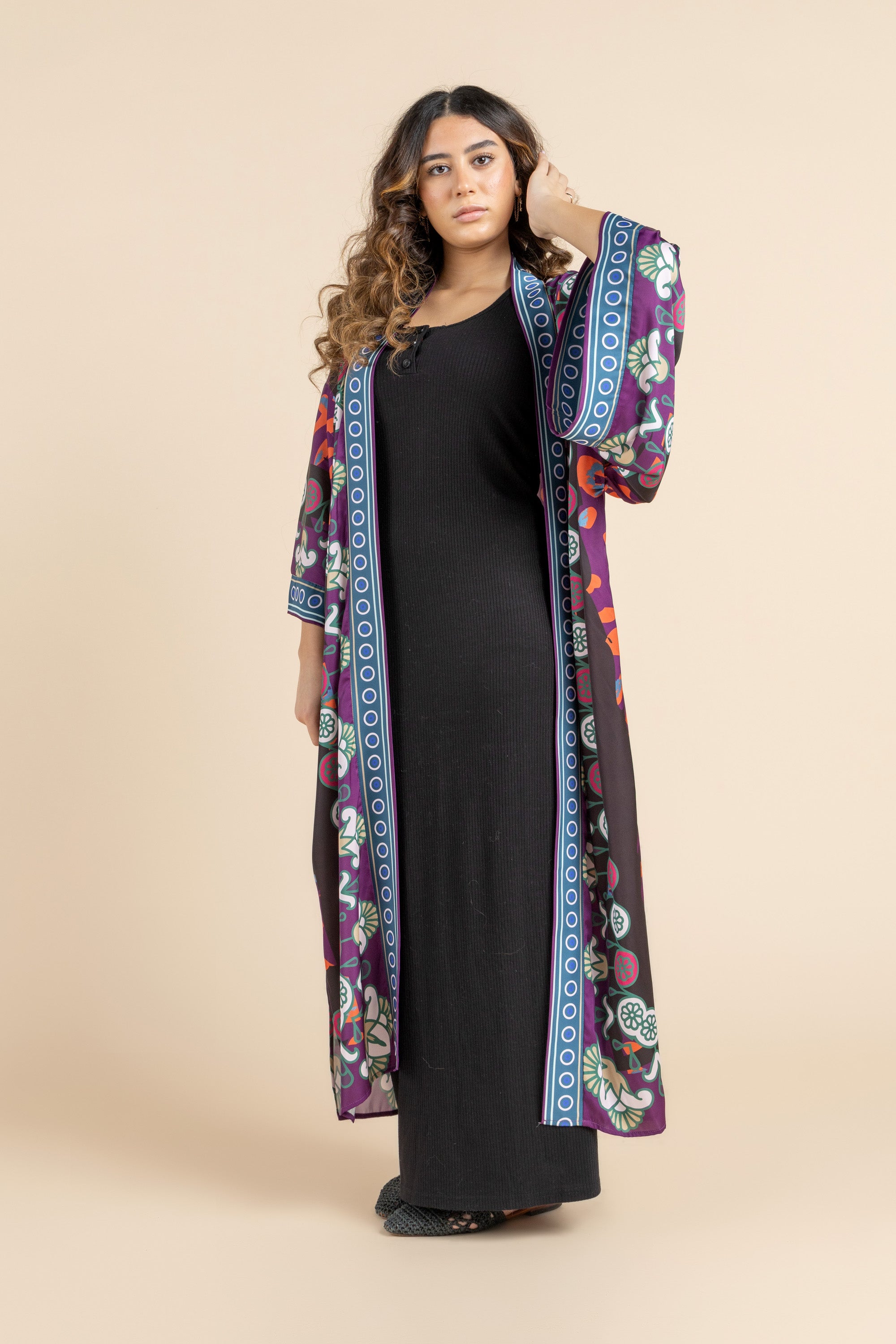 Image of Satin Black Serenity Kimono